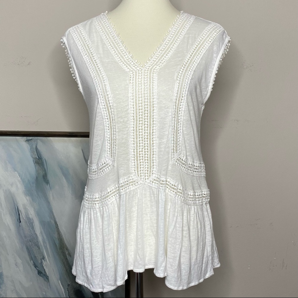 LOFT flounced slub knit tee | XS
